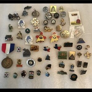 Vintage mixed lot of joblet, avon, boy scouts, diff states pin tracks with back